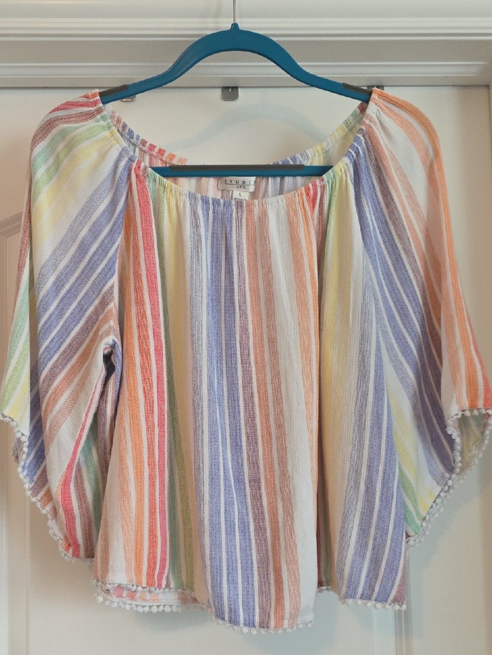 EUC Studio JPR Large Pastel Multicolor Rainbow Striped Top